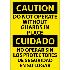 NMC™ Bilingual Vinyl Sign Caution Do Not Operate Without Guards In Place 14