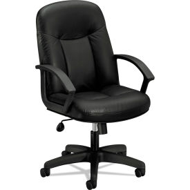 HON® Executive High-Back Leather Chair - Black - HVL601 Series BSXVL601SB11