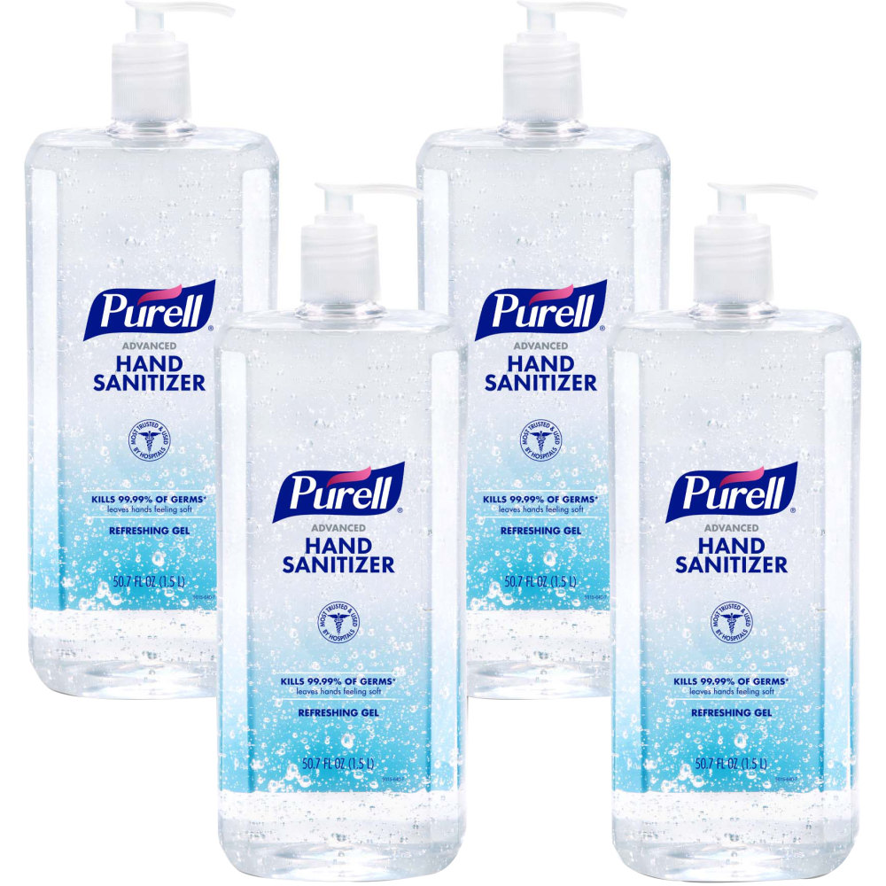 PURELL Advanced Hand Sanitizer Refreshing Gel, Clean Scent, 1.5 Liter Pump Bottle (Pack of 4) MPN:5015-04