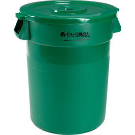 GoVets™ Plastic Trash Can with Lid - 32 Gallon Green 460GNCL240