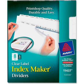 Avery Index Maker Clear Label Divider 8 Tabs 5 Sets White/White 11437