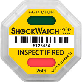 SpotSee™ ShockWatch® RFID Impact Indicators 25G Range Yellow 100/Box SWRFID-25G