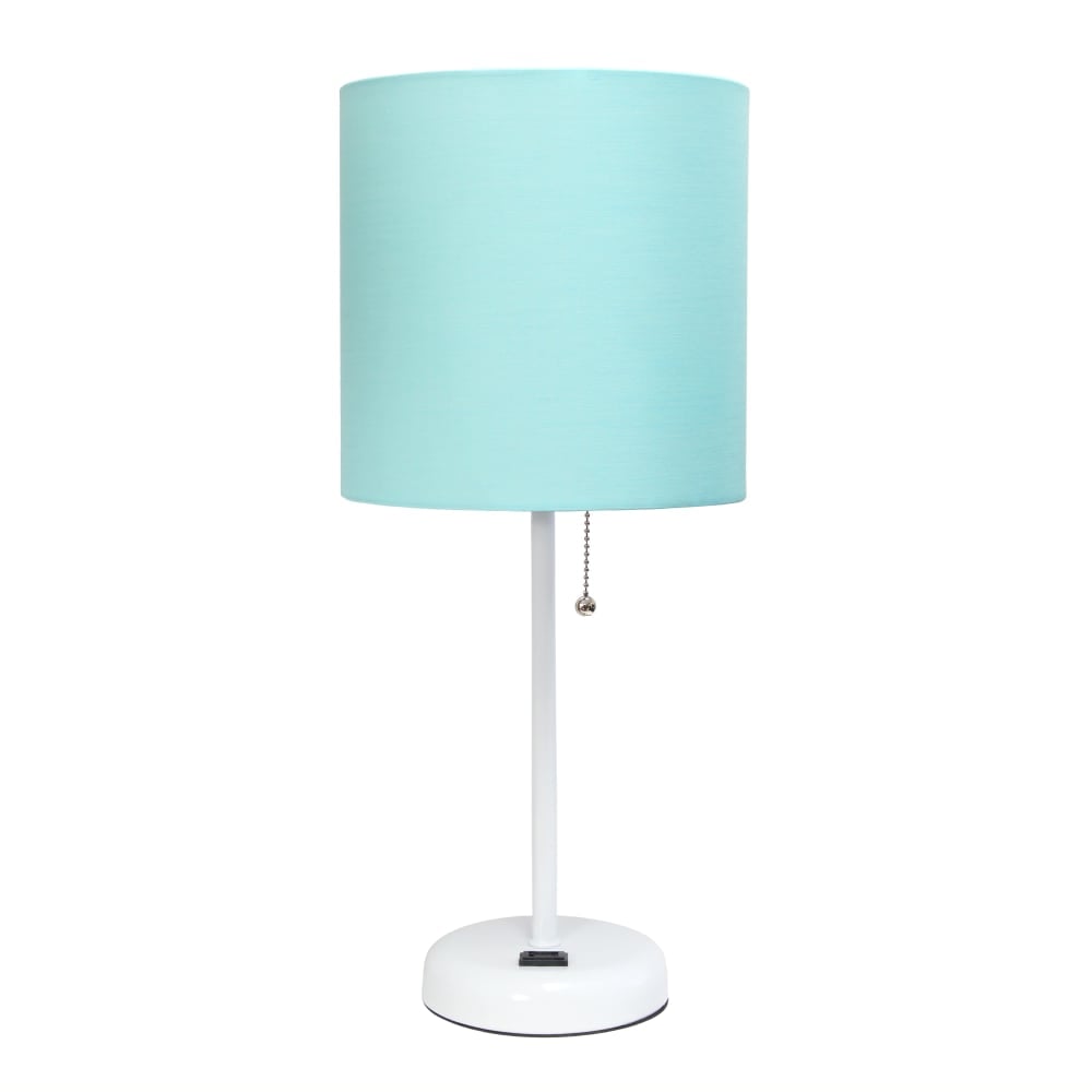 Creekwood Home Oslo Power Outlet Metal Table Lamp, 19-1/2inH, Aqua Shade/White Base (Min Order Qty 3) MPN:CWT-2008-AW