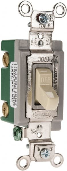 2 Pole, 120 to 277 VAC, 30 Amp, Industrial Grade Toggle Wall Switch MPN:HBL3032I