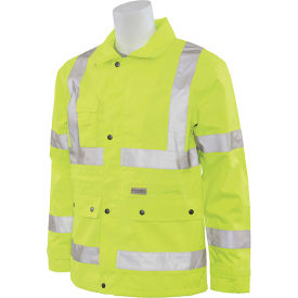 ERB® S371 ANSI Class 3 Raincoat L Hi-Viz Lime WEL61481HLLG