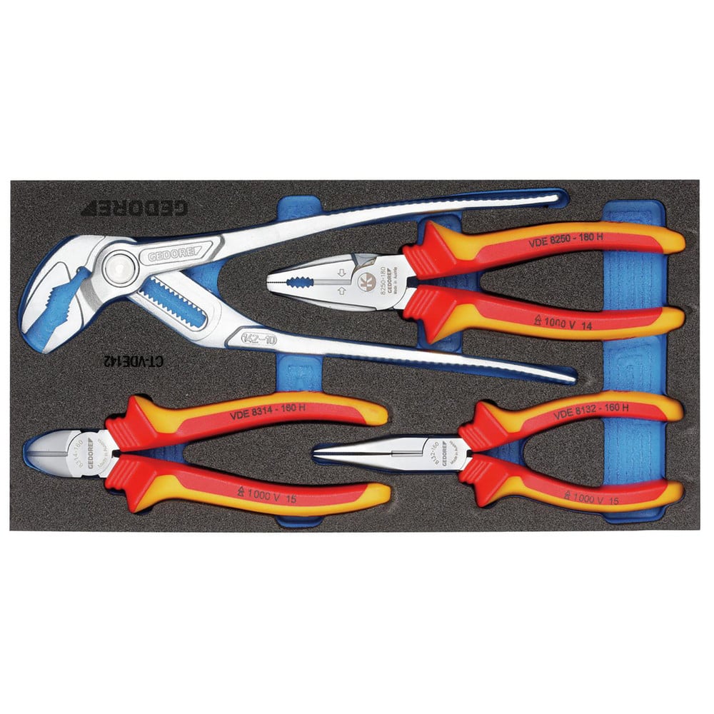 Plier Sets, Plier Type Included: Universal, Power Combination, Flat Nose, Side Cutter , Set Type: Plier Set , Container Type: Foam Module  MPN:2309033