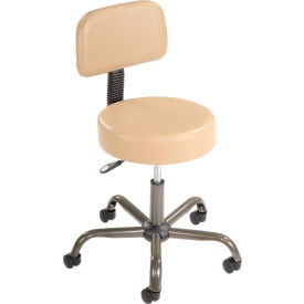 Interion® Antimicrobial Vinyl Medical Stool with Backrest Beige 160ABG240