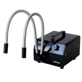 AmScope HL150-BY 150W Dual Gooseneck Fiber-Optic Illuminator Black HL150-BY