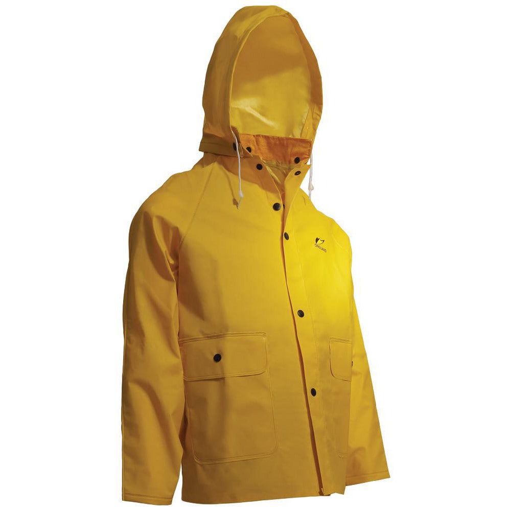 Rain & Chemical Wear, Garment Style: Rain Jacket , Size: Medium , Gender: Unisex , Color: Yellow , Material: Polyester, PVC  MPN:76535-M