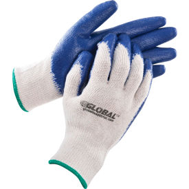 GoVets™ Latex Coated String Knit Work Gloves Natural/Blue Medium 12 Pairs 355M708