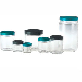 Qorpak GLC-01645 4oz Clear Straight Sided Round Jar with 58-400 Black Phenolic Cap Case of 24 GLC-01645