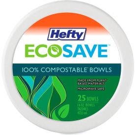 Hefty® ECOSAVE Tableware Bowl 16 oz White Pack of 25 RFP D71625PK