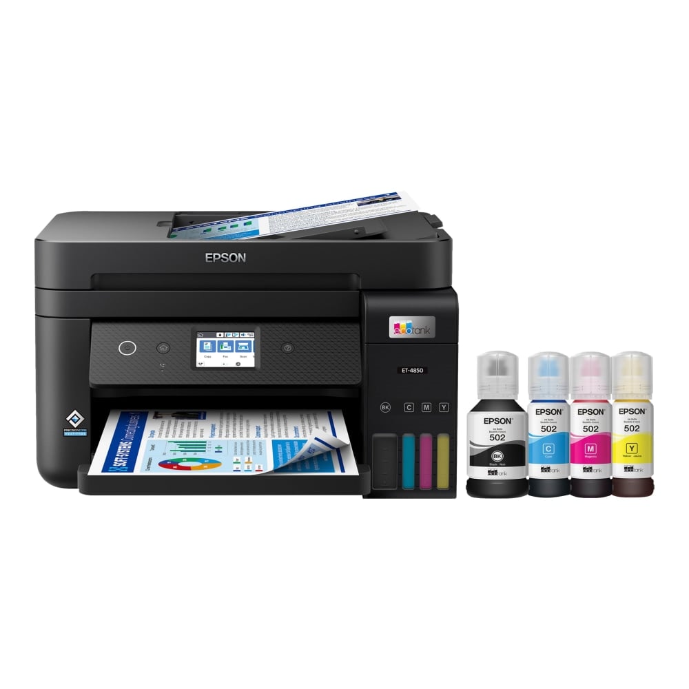 Epson EcoTank ET-4850 All-in-One Supertank Printer - Multifunction printer - color - ink-jet - refillable - 8.5 in x 14 in (original) - A4/Legal (media) - up to 11 ppm (copying MPN:C11CJ60201