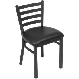 Vinyl Upholstered Restaurant Chair With Ladder Back - Textured Black - Pkg Qty 2 139BK-030