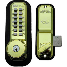 Lockey Digital Door Lock 2200 Surface/Rim Mount with Key Override Bright Brass 2200BBKO