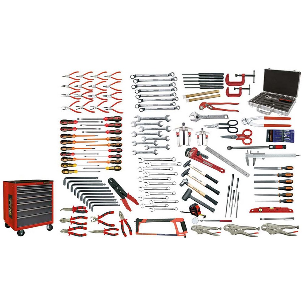 Combination Hand Tool Sets, Set Type: Industrial Maintenance Tool Set , Number Of Pieces: 152 , Measurement Type: Metric , Container Type: Roller Cabinet  MPN:68971