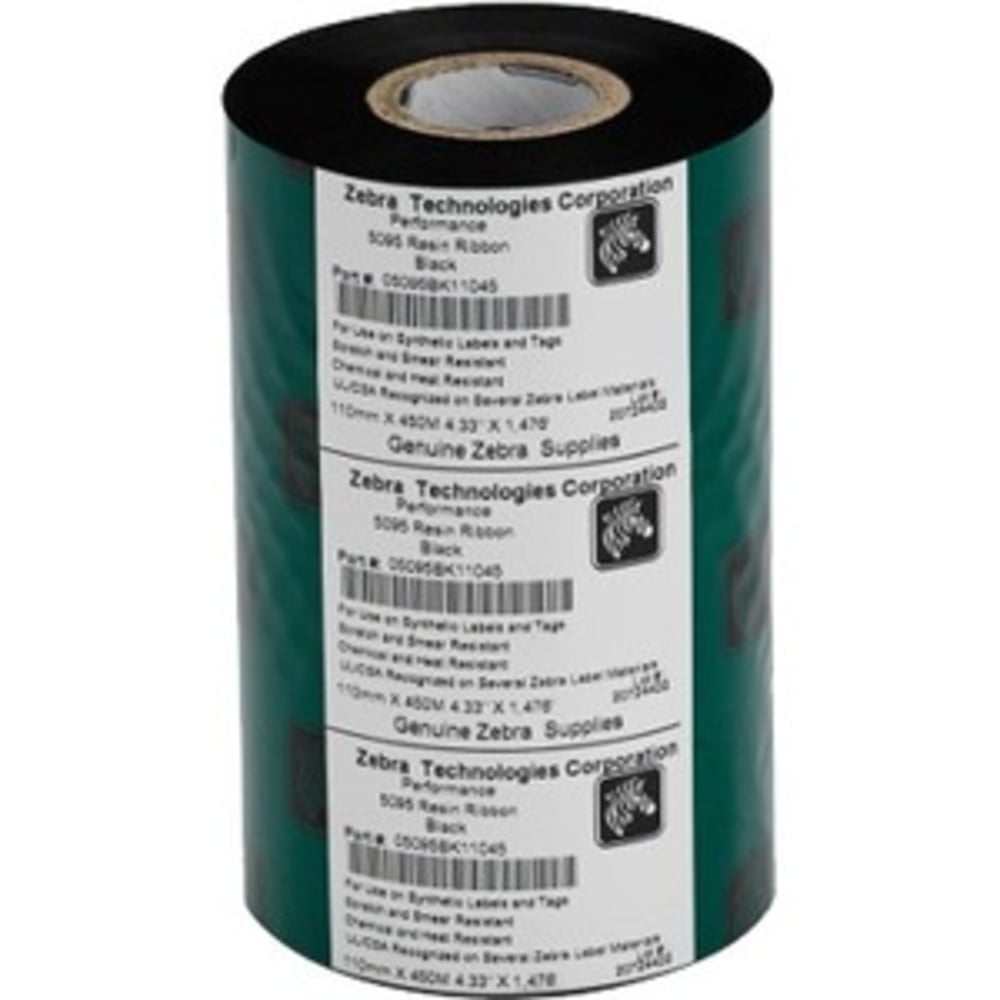 Zebra Resin Ribbon 4.33inx98ft 5095 High Performance P4T - Thermal Transfer - Black - 10 / Box MPN:05095BK110D