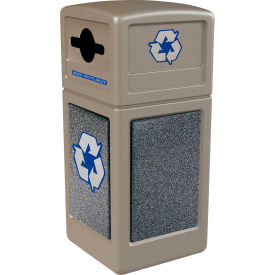 Commercial Zone® PolyTec™ Recycling Container w/ Pepperstone Panels 42 Gal Cap. Green 722826K