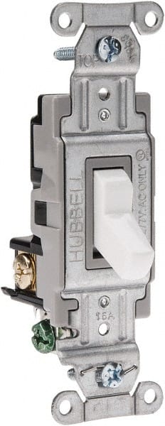 3 Pole, 120 to 277 VAC, 15 Amp, Commercial Grade Toggle Three Way Switch MPN:CS315W