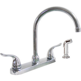 Dominion Faucets Double Lever Kitchen Faucet Side Spray & Euro Design Lever Handles Chrome Plated 77-5105