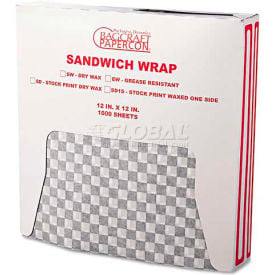 Bagcraft Papercon® Grease-Resistant Paper Wrap/Liner 12 x 12 Black Checker Print BGC 057800