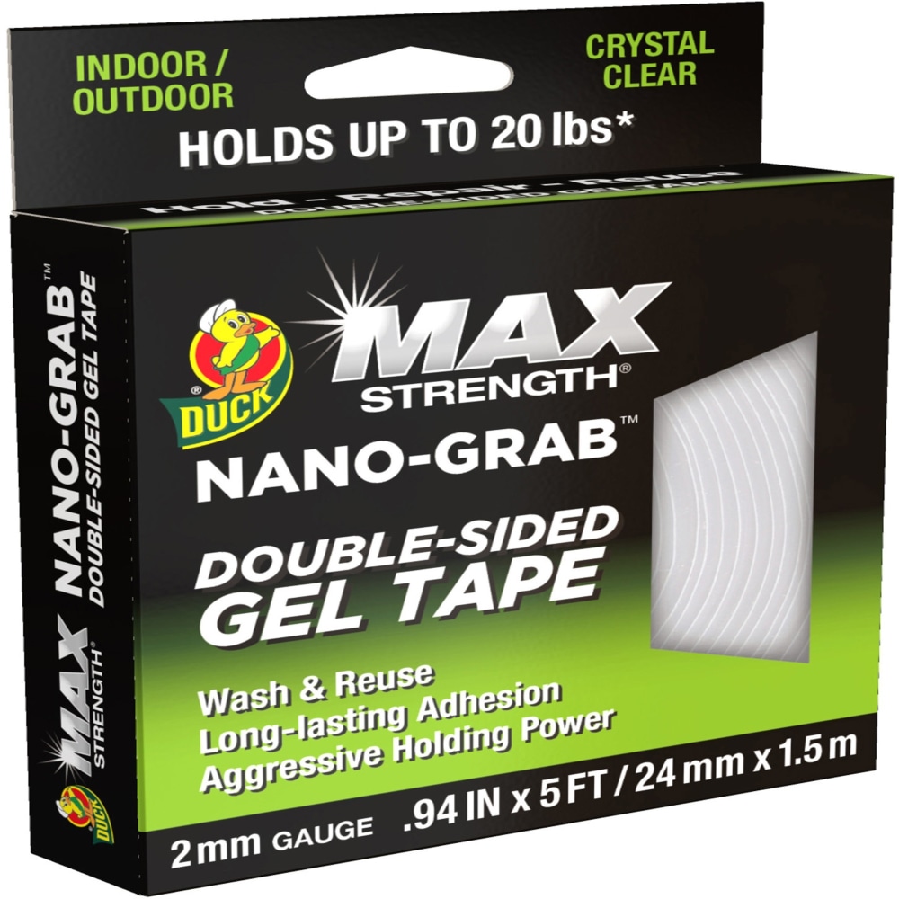 Duck Max Strength Double-Sided Gel Tape - 5 ft Length x 0.94in Width - Gel - 1 Each - Clear (Min Order Qty 9) MPN:287264