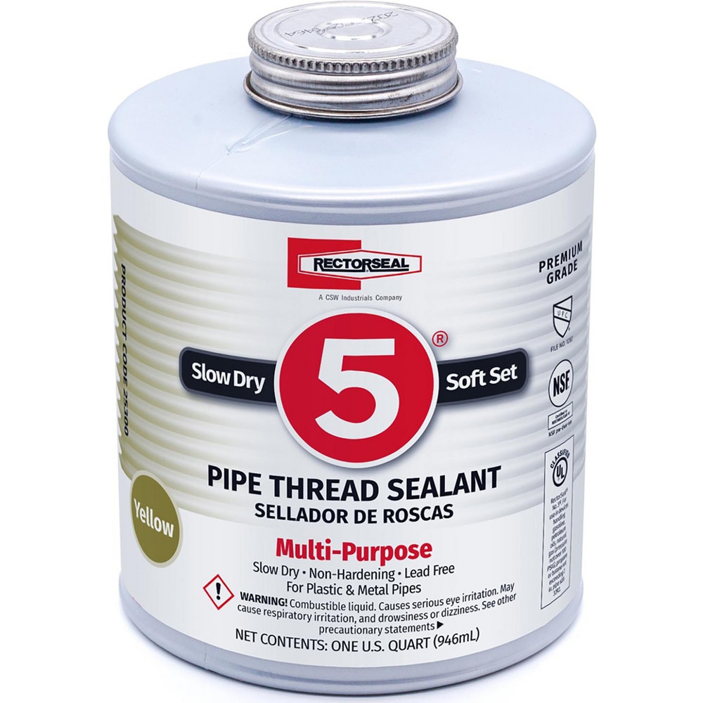 Threaded Pipe Sealants, Form: Paste , Series: Rectorseal No. 5 , Container Size: 1 qt , Container Type: Can , Color: Yellow  MPN:25300