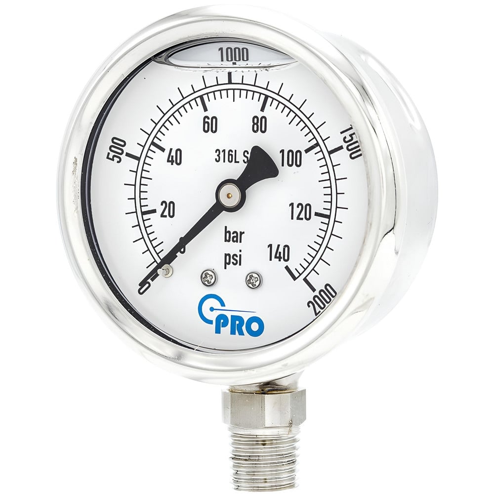 Pressure Gauges, Gauge Type: Pressure Dual Scale , Scale Type: Dual , Accuracy (%): 3-2-3% , Dial Type: Analog , Thread Type: NPT  MPN:PRO-301L254O-11