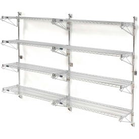 Nexel® Chrome Adjustable Wall Mount Wire Shelving 4 Shelf Add On 24