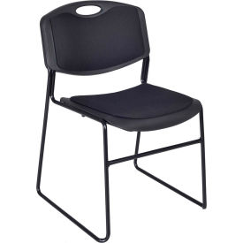 Regency Plastic Stack Chair with Padded Seat and Back - 400 lb. Capacity - Black - Pkg Qty 4 4450BK