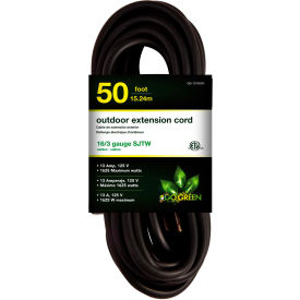 GoGreen Power GG-13750BK 50 Ft Extension Cord - Black GG-13750BK