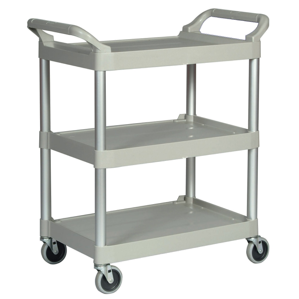 Rubbermaid 3-Shelf Utility Cart, 37 3/4inH x 33 5/8inW x 18 5/8inD, Platinum MPN:342488PM