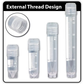 MTC Bio™ Cryogenic Vials Storage Box w/ Externally Threaded Caps 5 ml Capacity Pack of 500 V3805