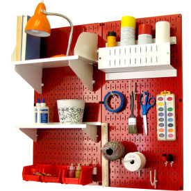 Wall Control Pegboard Hobby Craft Organizer Storage Kit Red/White 32