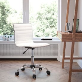 Flash Furniture Designer Ribbed Vinyl Armless Task Chair - Low Back - White 512B-WH-GGDS-