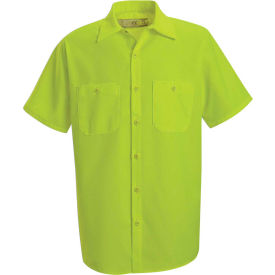 Red Kap® Enhanced Visibility Short Sleeve Work Shirt Fluorescent Yellow/Green Tall L SS24YESSLL