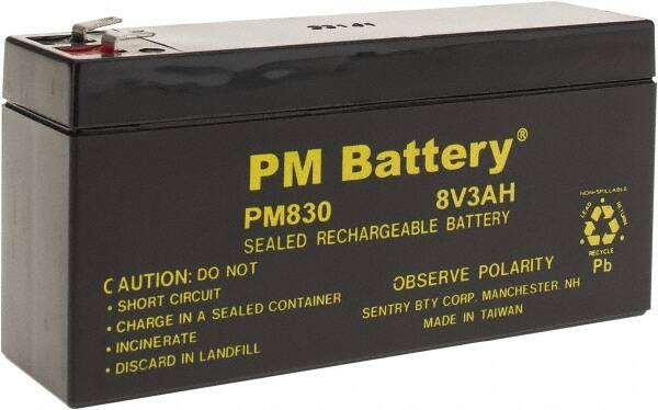 Rechargeable Lead Battery: 8V, Quick-Disconnect Terminal MPN:PM830