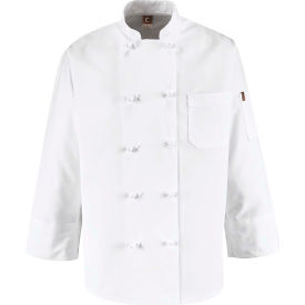 Chef Designs 10 Button-Front Chef Coat Knot Buttons White Polyester 5XL 0421WHRG5XL