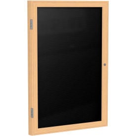 Ghent Enclosed Letter Board - 1 Door - Black Letterboard w/Oak Frame - 36