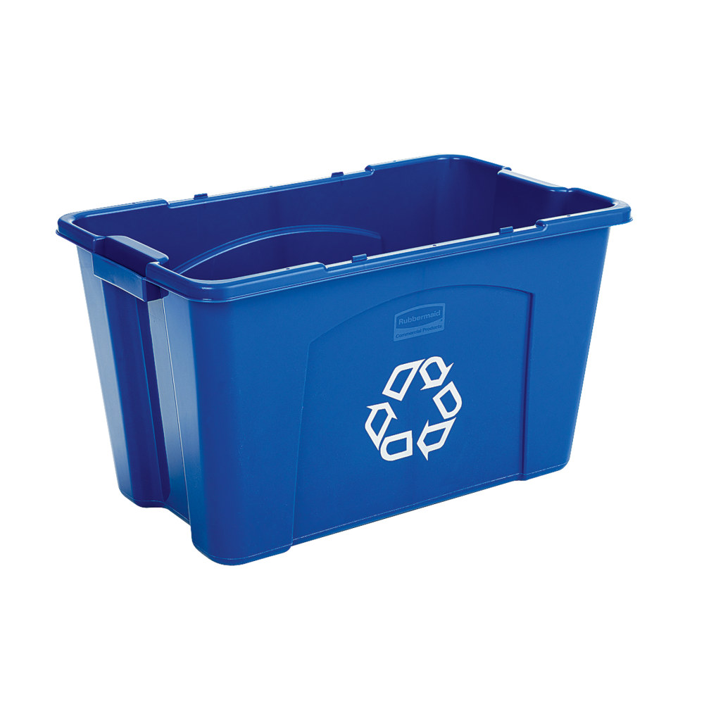 Rubbermaid Commercial Rectangular Polyethylene Stacking Recycle Bin, 18 Gallons, Blue (Min Order Qty 2) MPN:571873BE