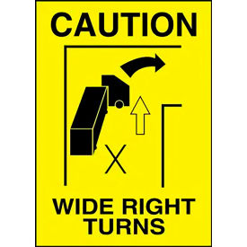 AccuformNMC™ Caution Wide Right Turns Sign Graphic Adhesive Dura-Vinyl 14