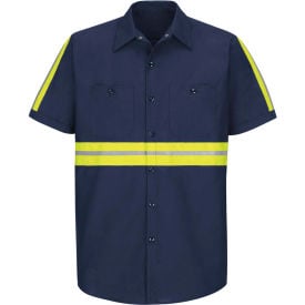 Red Kap® Enhanced Visibility Industrial Short Sleeve Work Shirt Navy Poly/Cotton Regular 3XL SP24ENSS3XL