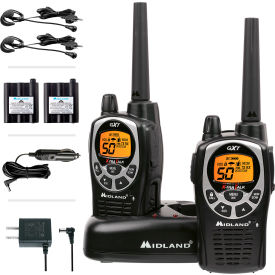 Midland® GMRS & FRS Two-Way Radio 50 Channels 462.55-467.7125 Mhz Black/Silver Pack of 2 GXT1000VP4