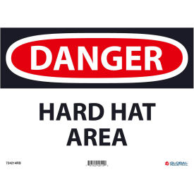 GoVets™ Danger Hard Hat Area 10x14 Rigid Plastic 214RB724