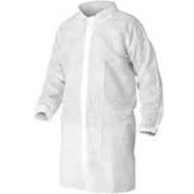 HD Polypropylene Lab Coat No Pockets Elastic Wrists Snap Front Single Collar White 5XL 30/CS LC0-WE-NW-HD-5XL