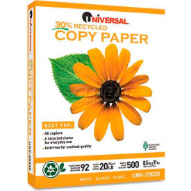 Recycled Copy Paper - Universal UNV20030 - White - 8-1/2 x 11 - 20 lb. - 5000 Sheets/Carton UNV20030