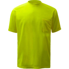 GSS Safety 5501 Moisture Wicking Short Sleeve Safety T-Shirt with Chest Pocket - Lime 3XL 5501-3XL