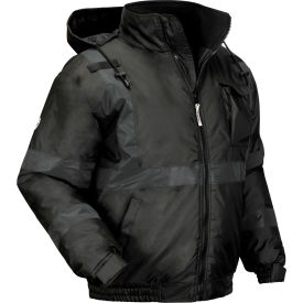 Ergodyne® GloWear® 8377EV Winter Bomber Jacket Enhanced Visibility Large Black 25644