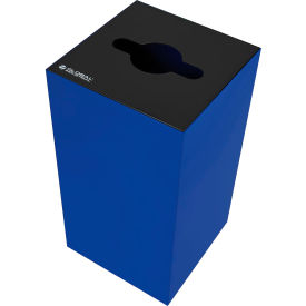 GoVets™ Square Recycling Can with Mixed Recycling Lid 28 Gallon Blue 614RBL641