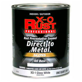 X-O Rust Oil Base DTM Enamel Gloss Finish Gloss White Quart - 371773 371773